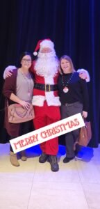 Mary Fridgen, Santa, Shara Fischer at the Jingle Mingle Chamber Event